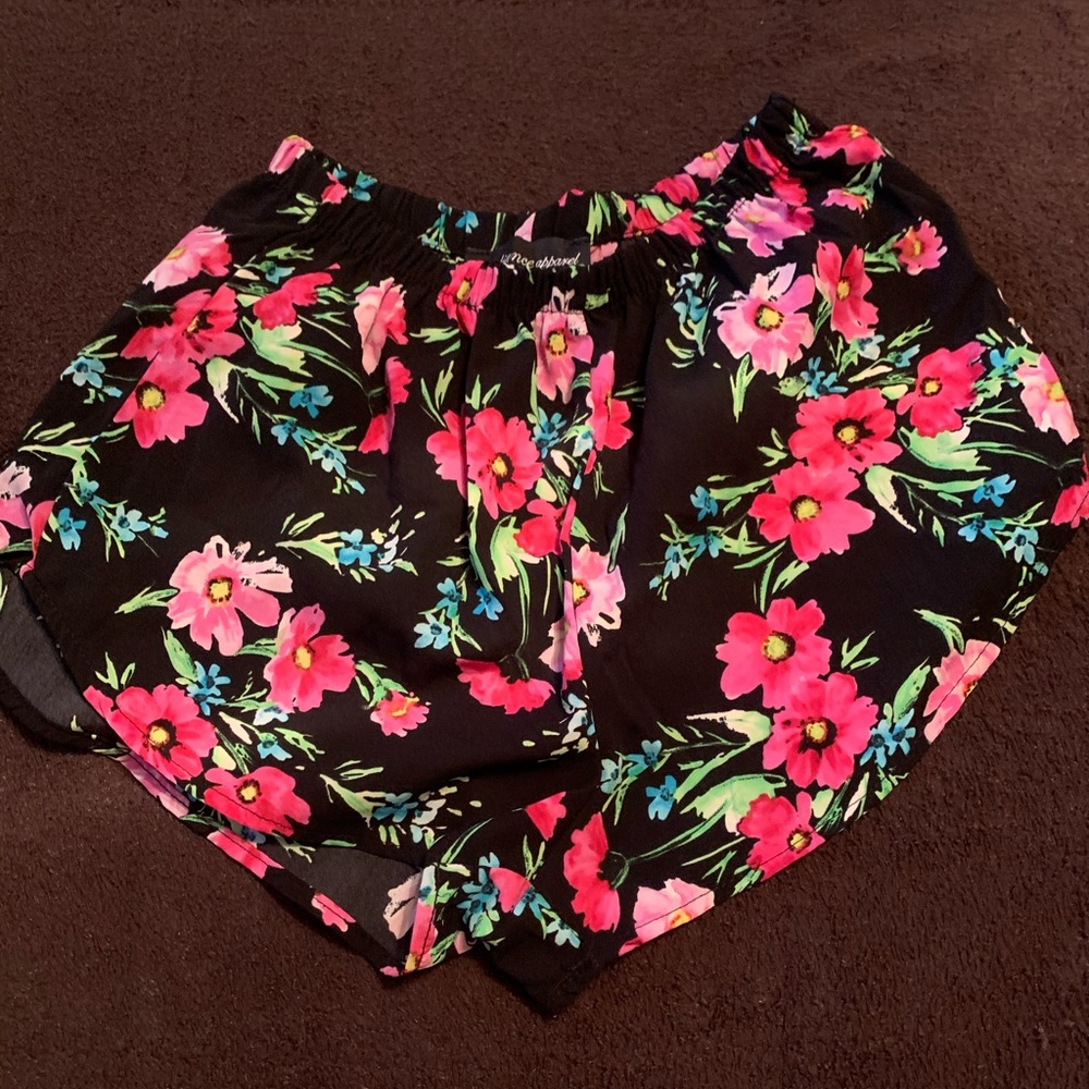 Black floral shorts